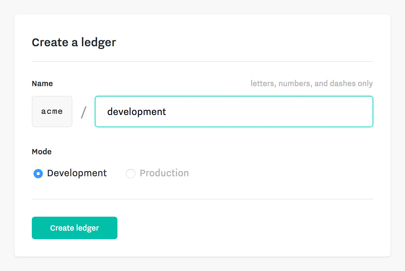 Create Ledger