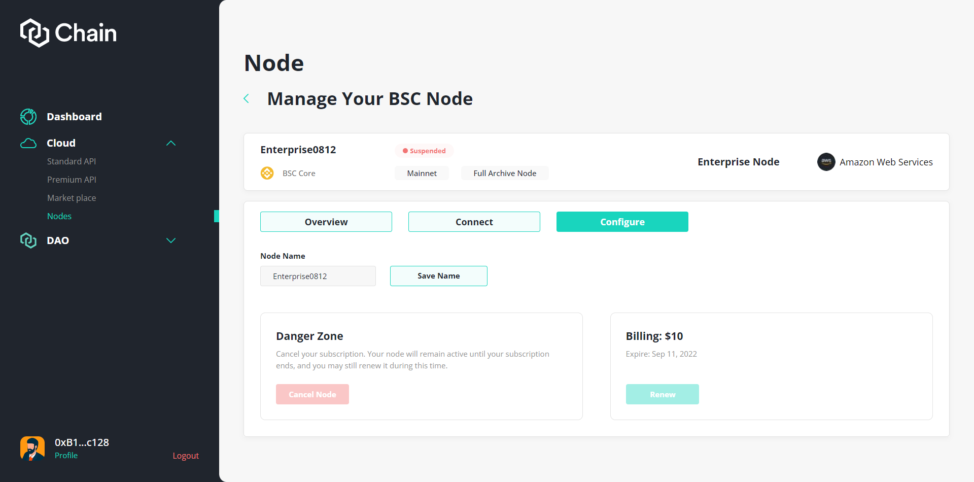 Premium Node detail page